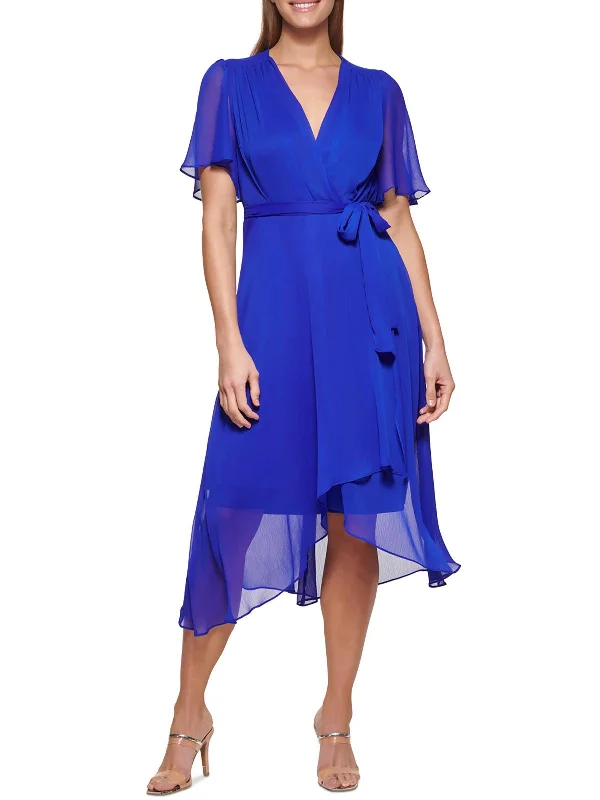 Wrap Dress for Winter Wedding -Wrap Dress with Draped Front -Womens Flutter Sleeve Midi Wrap Dress Wrap Dress for Winter Wedding -Wrap Dress with Draped Front -Womens Flutter Sleeve Midi Wrap Dress