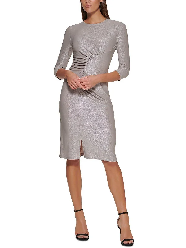 Sequin Bodycon Party Dress for Glamorous Appeal -Womens Foil Midi Cocktail and Party Dress
