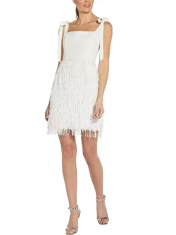Casual Wrap Party Dress for Relaxed Vibe -Womens Fringe Short Cocktail and Party Dress