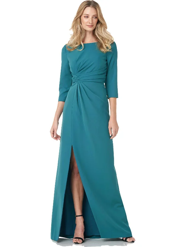 Formal Navy Blue Party Dress for Elegant Nights -Womens Gathered Maxi Evening Dress