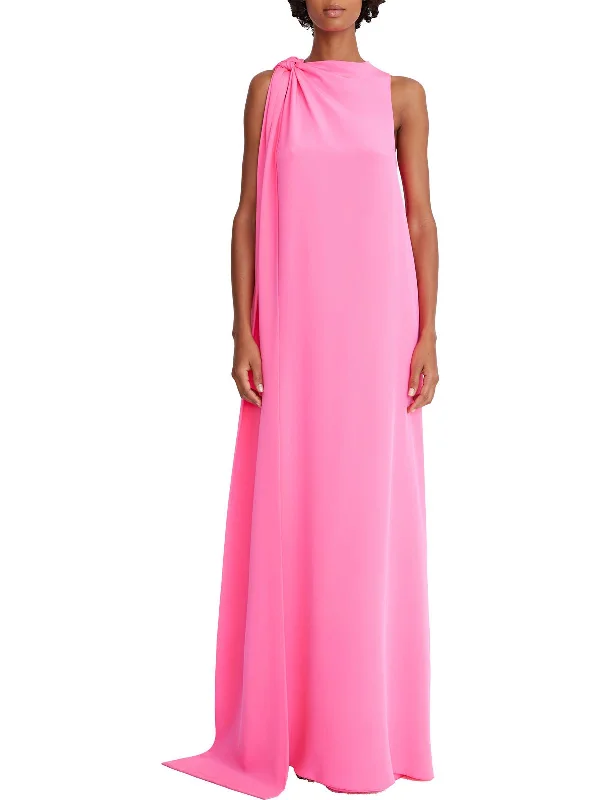 Sheer Sleeve Party Dress for Elegant Look -Womens Halter Maxi Evening Dress
