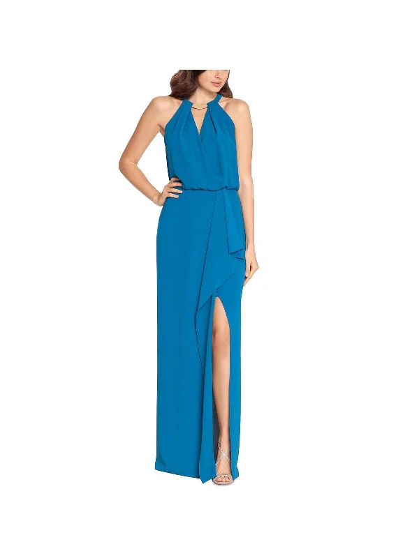 Open Back Satin Party Dress for Elegant Look -Womens Halter Maxi Evening Dress