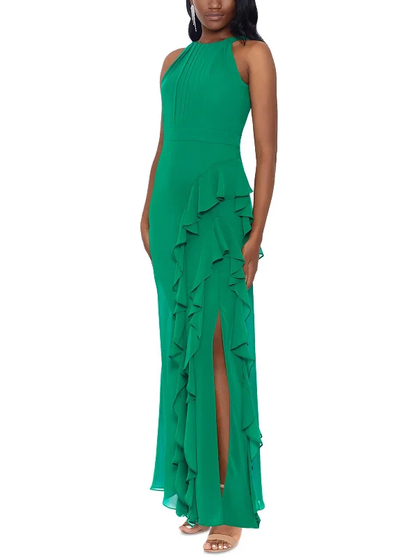 Bold Purple Party Dress for Luxe Look -Womens Halter Maxi Evening Dress