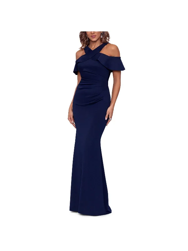 Elegant Burgundy Party Dress for Special Event -Womens Halter Off-The Shoulder Evening Dress