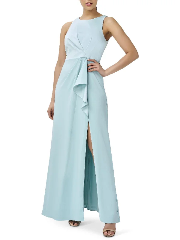 Fit-and-Flare Party Dress for Stylish Comfort -Womens Halter Ruffled Evening Dress