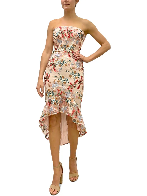 Satin Wrap Party Dress for Luxe Vibe -Womens Hi Low Midi Cocktail and Party Dress