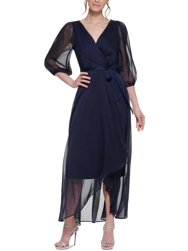 Wrap Dress for Wedding Ceremony -Wrap Dress with Floral Detail -Womens Illusion Long Wrap Dress Wrap Dress for Wedding Ceremony -Wrap Dress with Floral Detail -Womens Illusion Long Wrap Dress