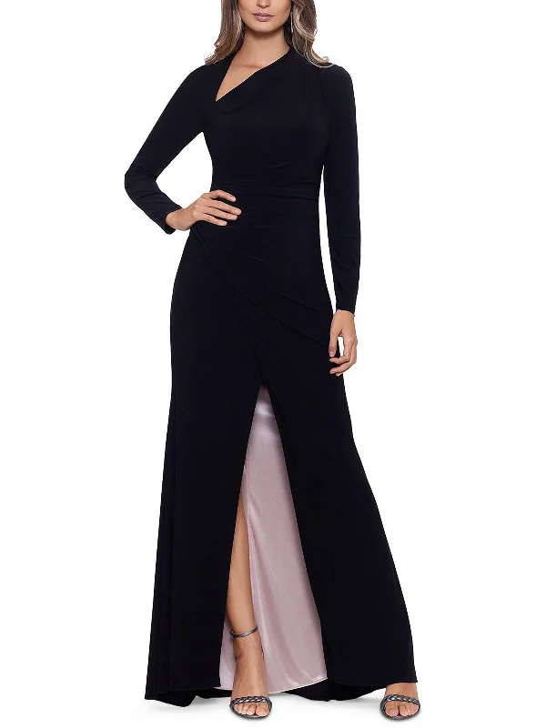 Green Satin Party Dress for Holiday Party -Womens Jersey Sleeveless Evening Dress