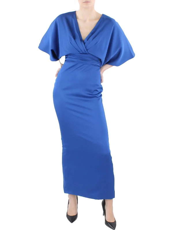 Structured Party Dress for Chic Appeal -Womens Kimono Sleeve Long Evening Dress