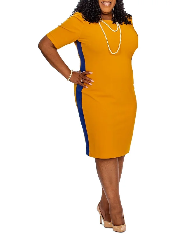 Short Sexy Bodycon Dress -Womens Knit Colorblock Sheath Dress