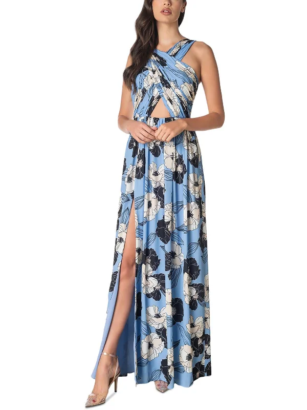 Open Back Satin Party Dress for Elegant Look -Womens Knit Floral Evening Dress