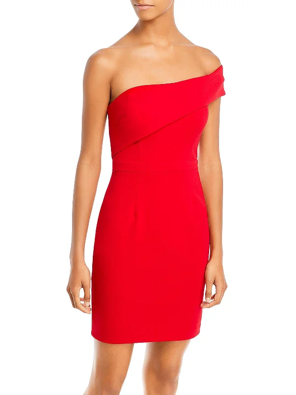 Bodycon Dress with Zipper -Womens Knit One Shoulder Sheath Dress