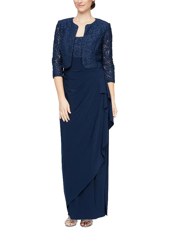 Bodycon Sequin Party Dress for Bold Statement -Womens Lace 2PC Evening Dress