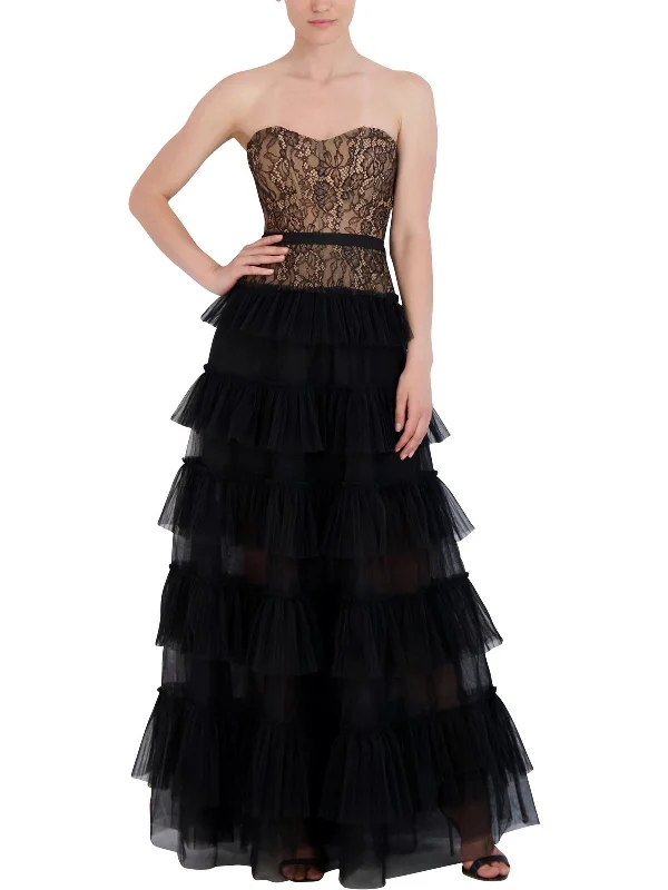 Twisted Bodice Party Dress for Trendy Appeal -Womens Lace Floral Evening Dress