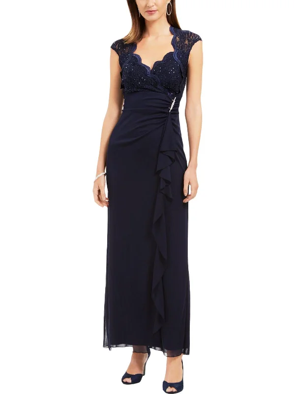 Floral Embroidery Party Dress for Romantic Look -Womens Lace Long Evening Dress
