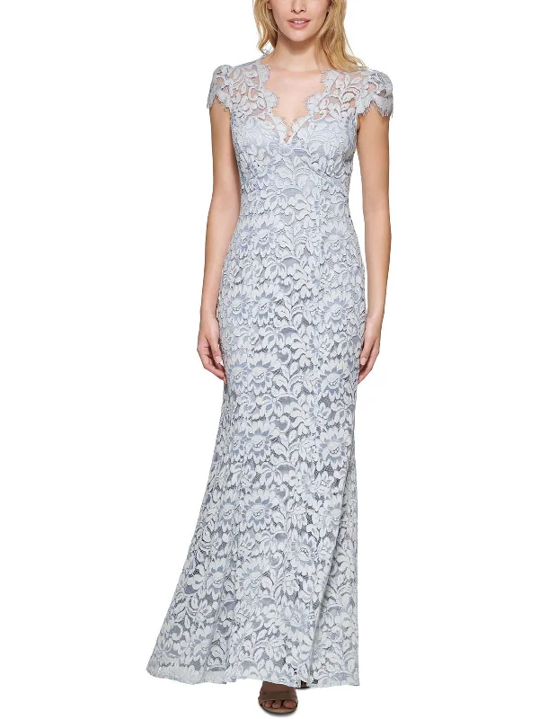 Open Back Mini Party Dress for Sexy Look -Womens Lace Long Evening Dress