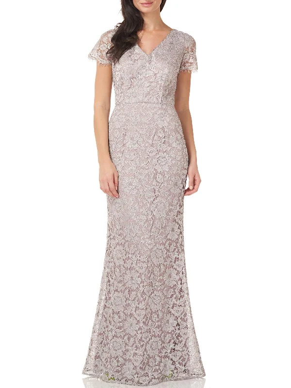Metallic Silver Party Dress for Modern Elegance -Womens Lace Metallic Evening Dress Metallic Silver Party Dress for Modern Elegance -Womens Lace Metallic Evening Dress