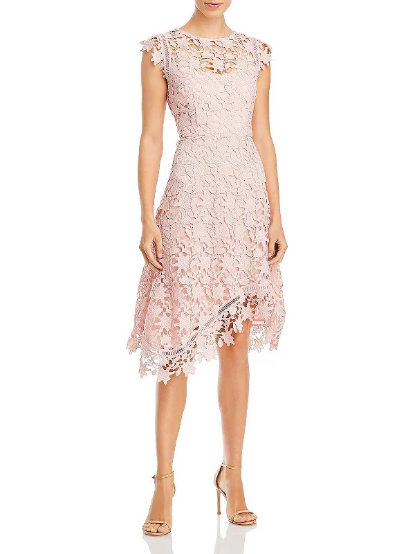 Colorful Sequin Party Dress for Bold Style -Womens Lace Overlay Asymmetric Cocktail Dress