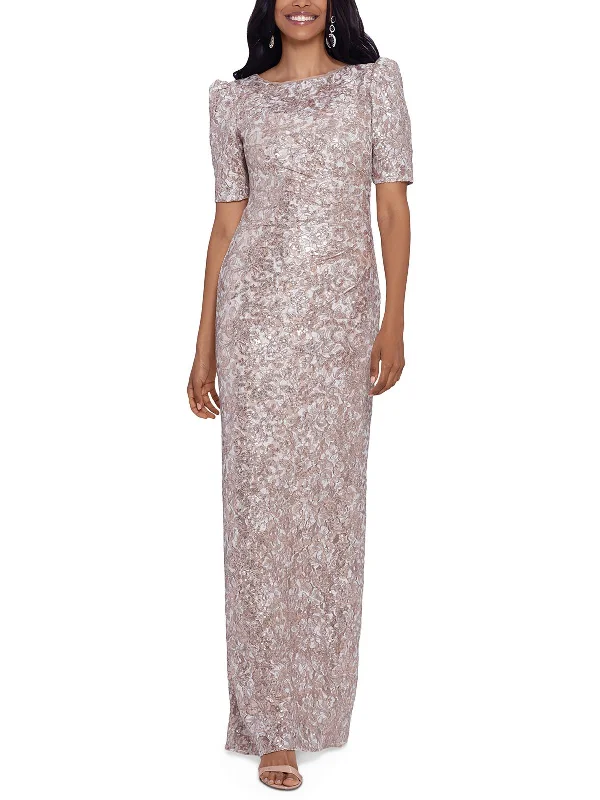 A-line Party Dress for Comfortable Fit -Womens Lace Sequin Evening Dress
