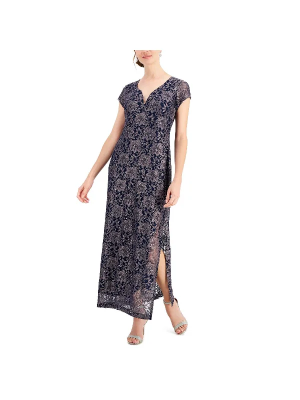 Blue Velvet Party Dress for Luxe Look -Womens Lace Sequined Evening Dress