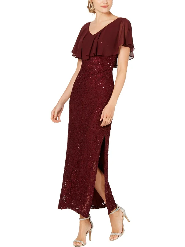 Backless Sequin Party Dress for Glamour -Womens Lace Sequined Evening Dress