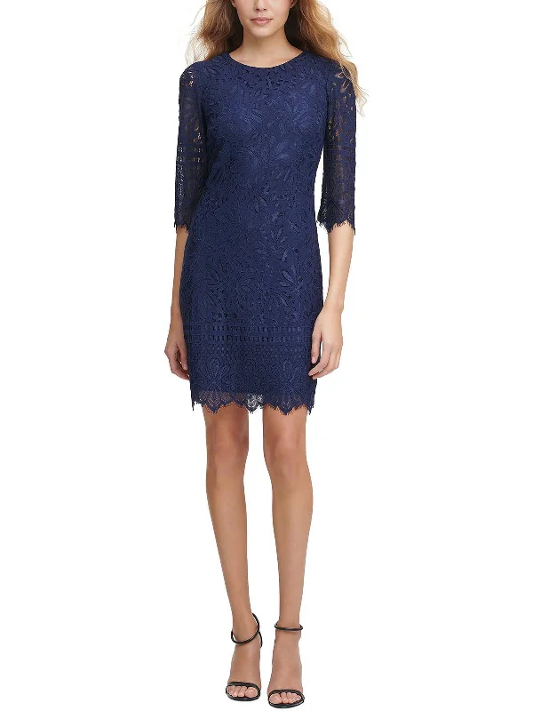 Spaghetti Strap Bodycon Dress -Womens Lace Short Sheath Dress