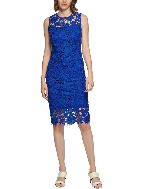 Women's Formal Bodycon Dress with Sleeves -Womens Lace Sleeveless Sheath Dress