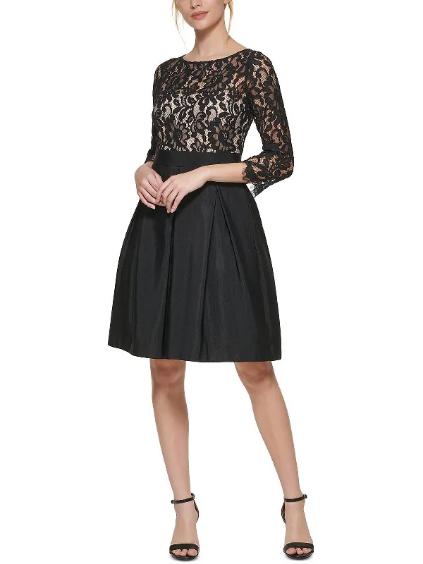 Mini Bodycon Party Dress for Club Style -Womens Lace-Top Boat-Neck Cocktail and Party Dress