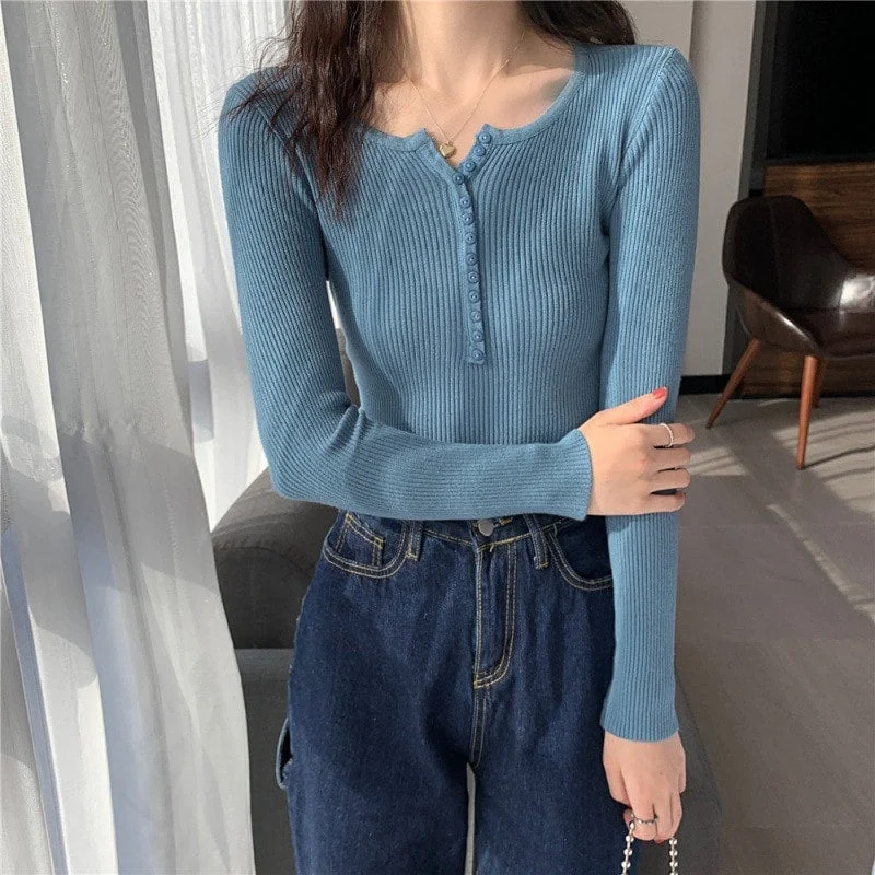 Women's Knitted Sweater with Open Weave -Women's Long Sleeve Knit Top  475968