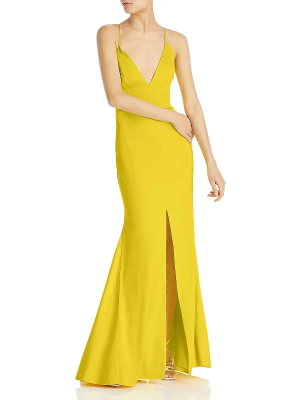 Feather Detail Party Dress for Luxe Glam -Womens Mermaid V-Neck Evening Dress