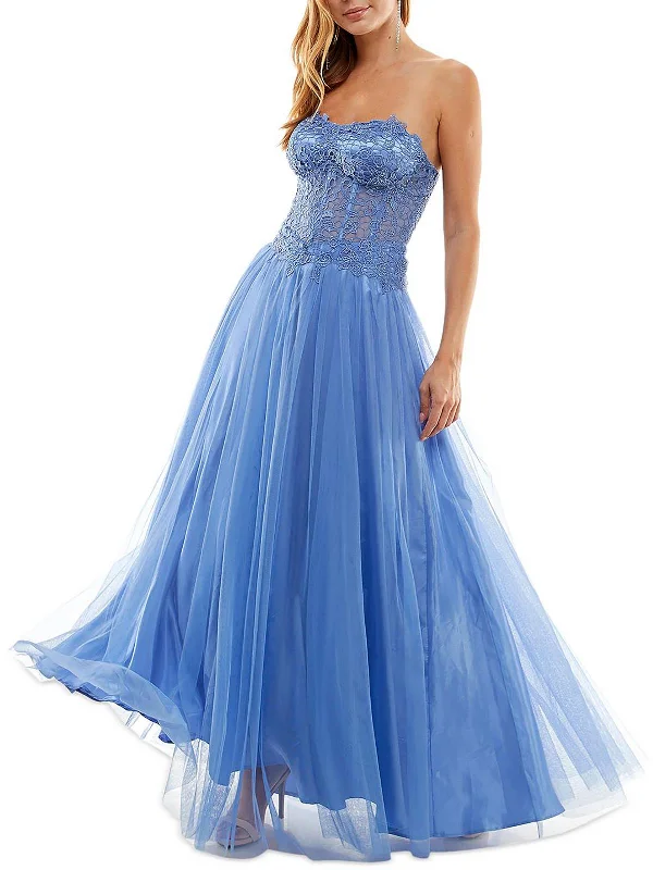 Full Skirt Party Dress for Retro Style -Womens Mesh Beaded Evening Dress