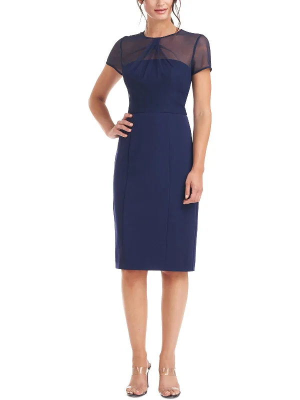 Women's Plus Size Floral Bodycon Dress -Womens Mesh Illusion Sheath Dress