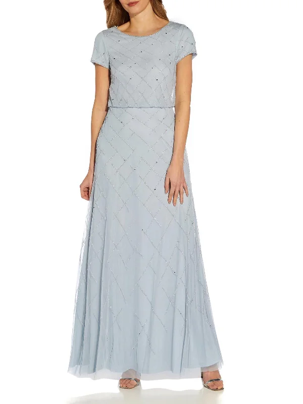 Sequin Maxi Party Dress for Sparkling Elegance -Womens Mesh Maxi Evening Dress