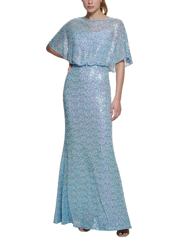 Layered Tulle Party Dress for Girly Style -Womens Mesh Sequined Evening Dress