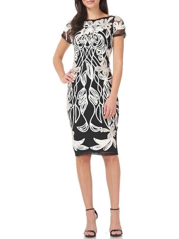 A-Line Party Dress for Classic Look -Womens Metallic Beaded Cocktail and Party Dress