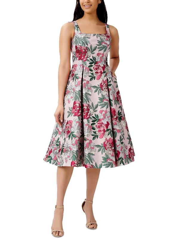 Long-Sleeve Velvet Party Dress for Winter Night -Womens Metallic Floral Cocktail and Party Dress