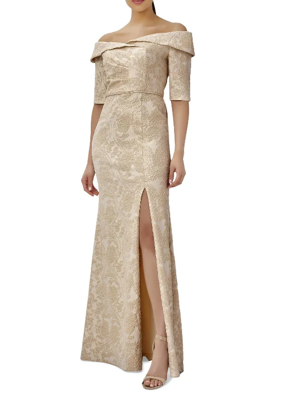 Strapless Floral Party Dress for Outdoor Events -Womens Metallic Floral Evening Dress Strapless Floral Party Dress for Outdoor Events -Womens Metallic Floral Evening Dress