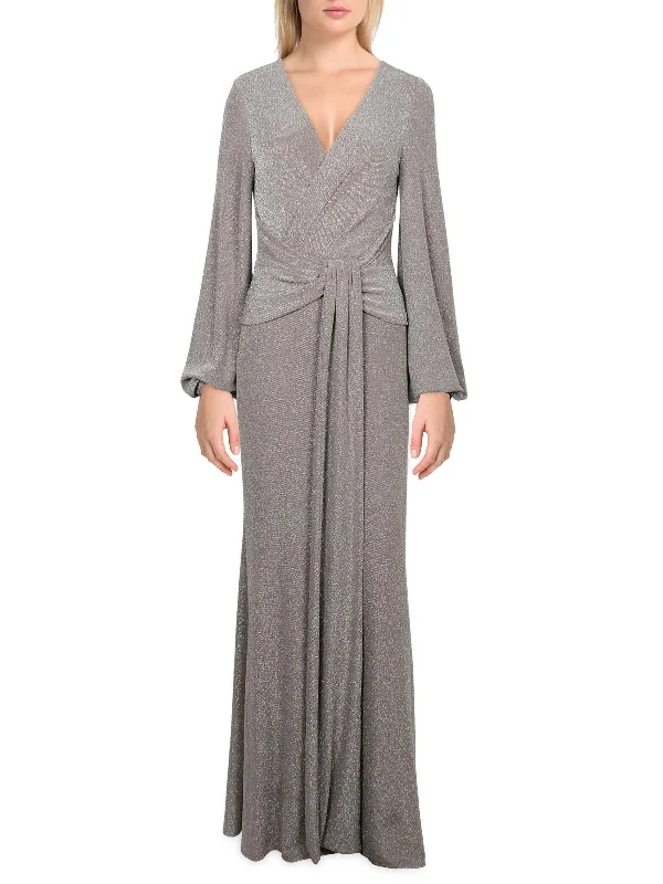 All-Black Party Dress for Versatile Style -Womens Metallic Formal Evening Dress