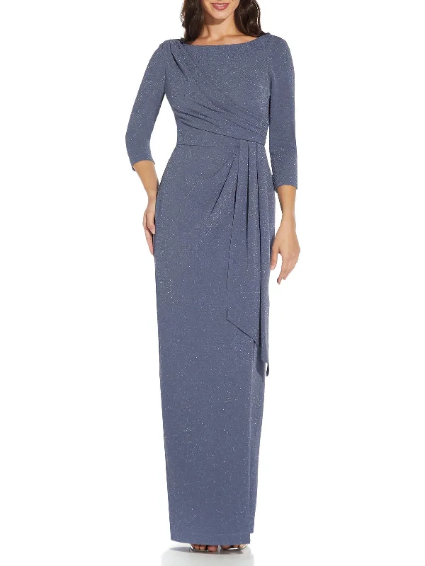 Satin Slip Dress for Sexy Evening Look -Womens Metallic Maxi Evening Dress