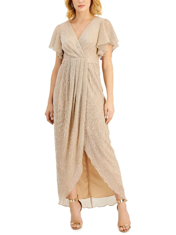 Yellow Sequin Party Dress for Festive Vibe -Womens Metallic Maxi Evening Dress