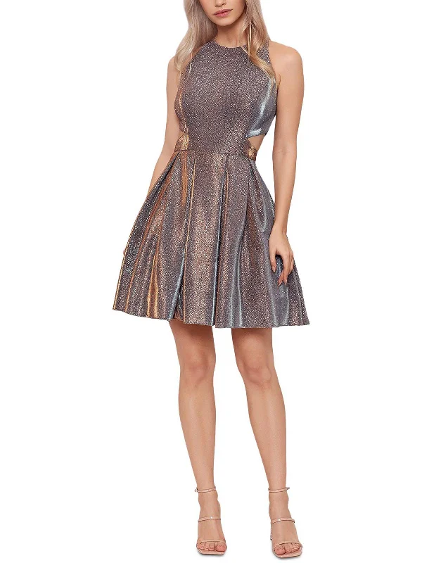 Silk Party Dress for Luxurious Look -Womens Metallic Mini Cocktail and Party Dress