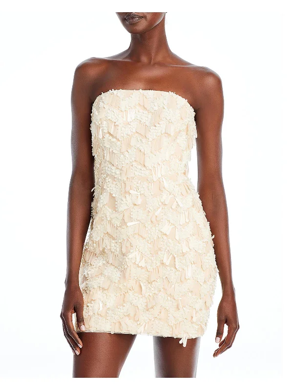 Satin Off-Shoulder Party Dress for Evening Glam -Womens Mini Strapless Cocktail And Party Dress