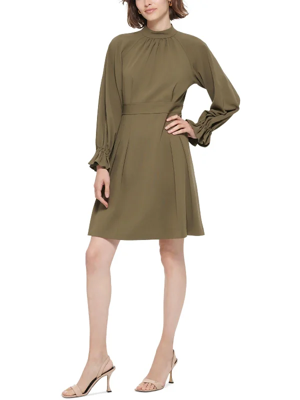 Shift Work Dress for Office -Womens Mock Neck Mini Wear to Work Dress