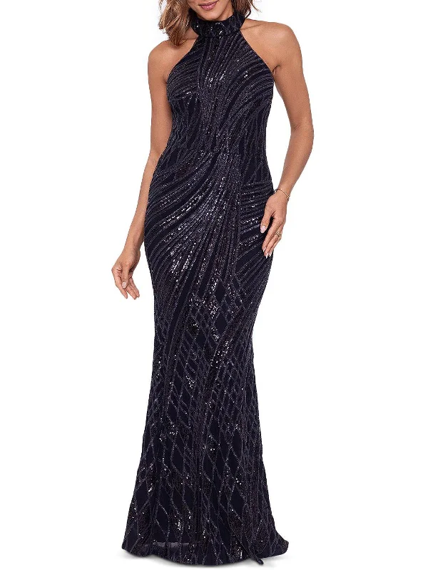 Midi-Length Party Dress for Evening Gatherings -Womens Nylo Long Evening Dress
