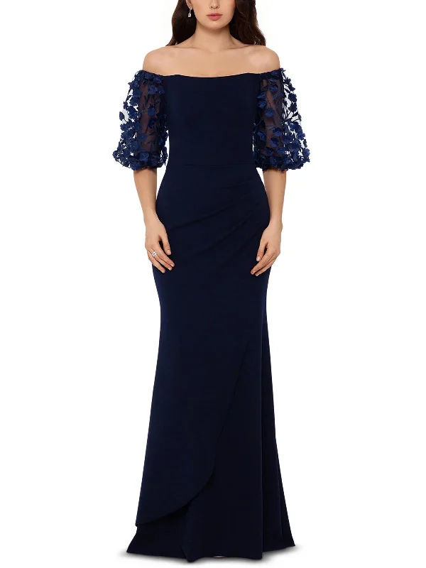 Satin Wrap Party Dress for Luxe Vibe -Womens Off-The-Shoulder Long Evening Dress