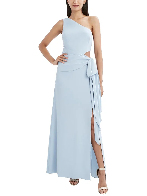 Elegant Pink Party Dress for Formal Gathering -Womens One Shoulder Long Evening Dress