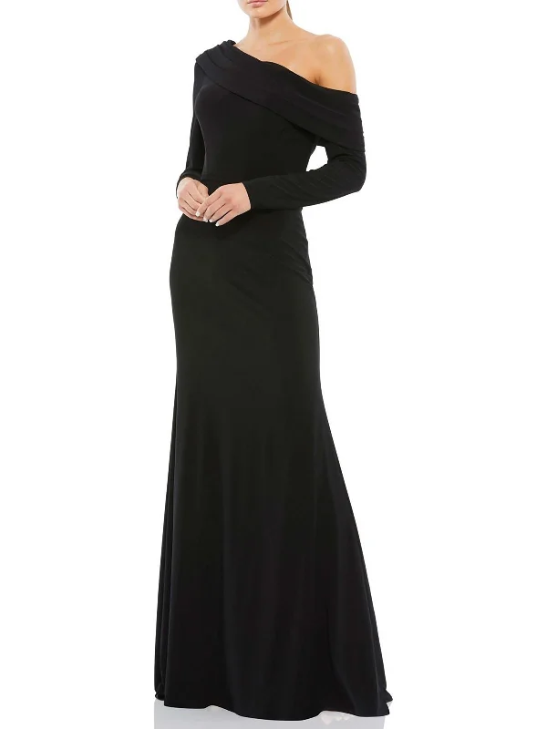 Mini Bodycon Party Dress with Mesh Detail -Womens One Shoulder Pleated Evening Dress