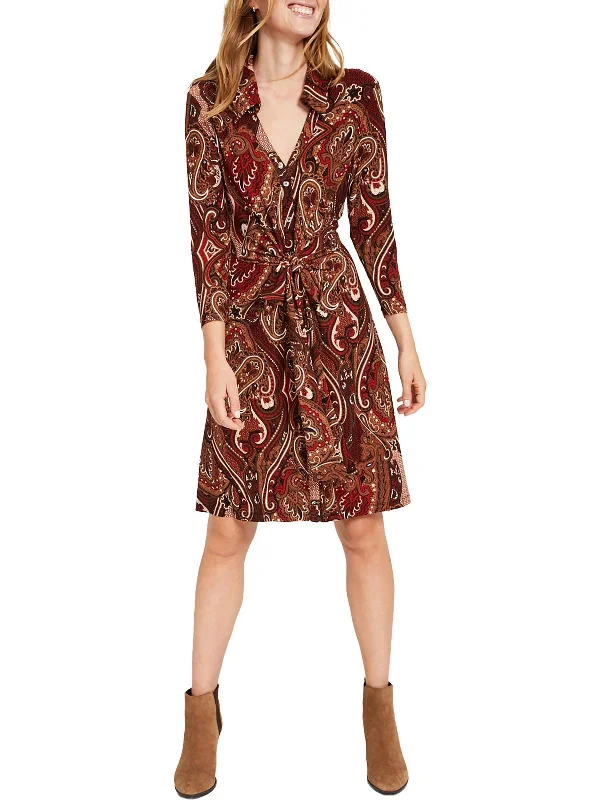 T-shirt Shirt Dress for Women-Womens Paisley Knee Shirtdress