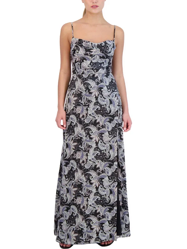 Velvet Party Dress for Cozy Winter Event -Womens Paisley Maxi Cocktail and Party Dress