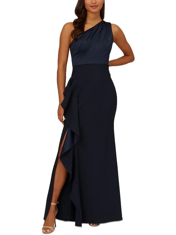 Satin Off-Shoulder Party Dress for Evening Glam -Womens Pleated Ruffle Evening Dress Satin Off-Shoulder Party Dress for Evening Glam -Womens Pleated Ruffle Evening Dress